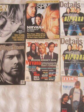 Lot of 7 Nirvana Kurt Cobain Magazines 1990's Spin RS vintage Memorabilia Grunge